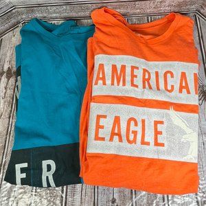 American Eagle Outfitters Orange and Blue Long Sleeve Tees